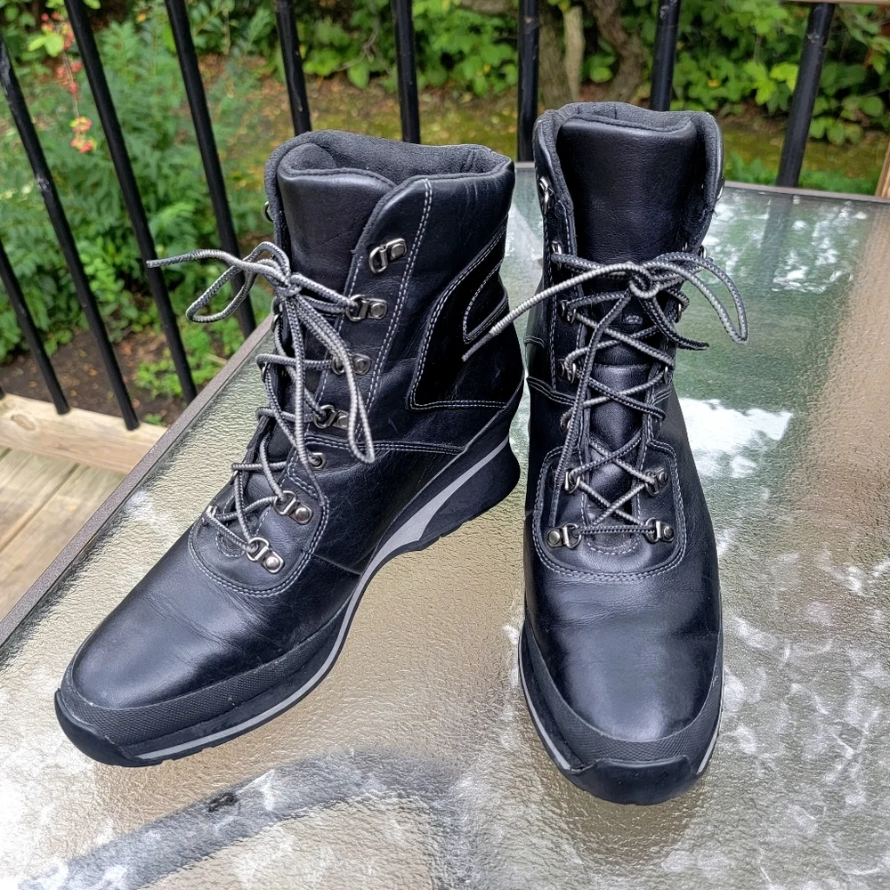 EUC Timberland Leather Lace Up High Heel‎ Wedge Ankle Boots Booties 9.5 M